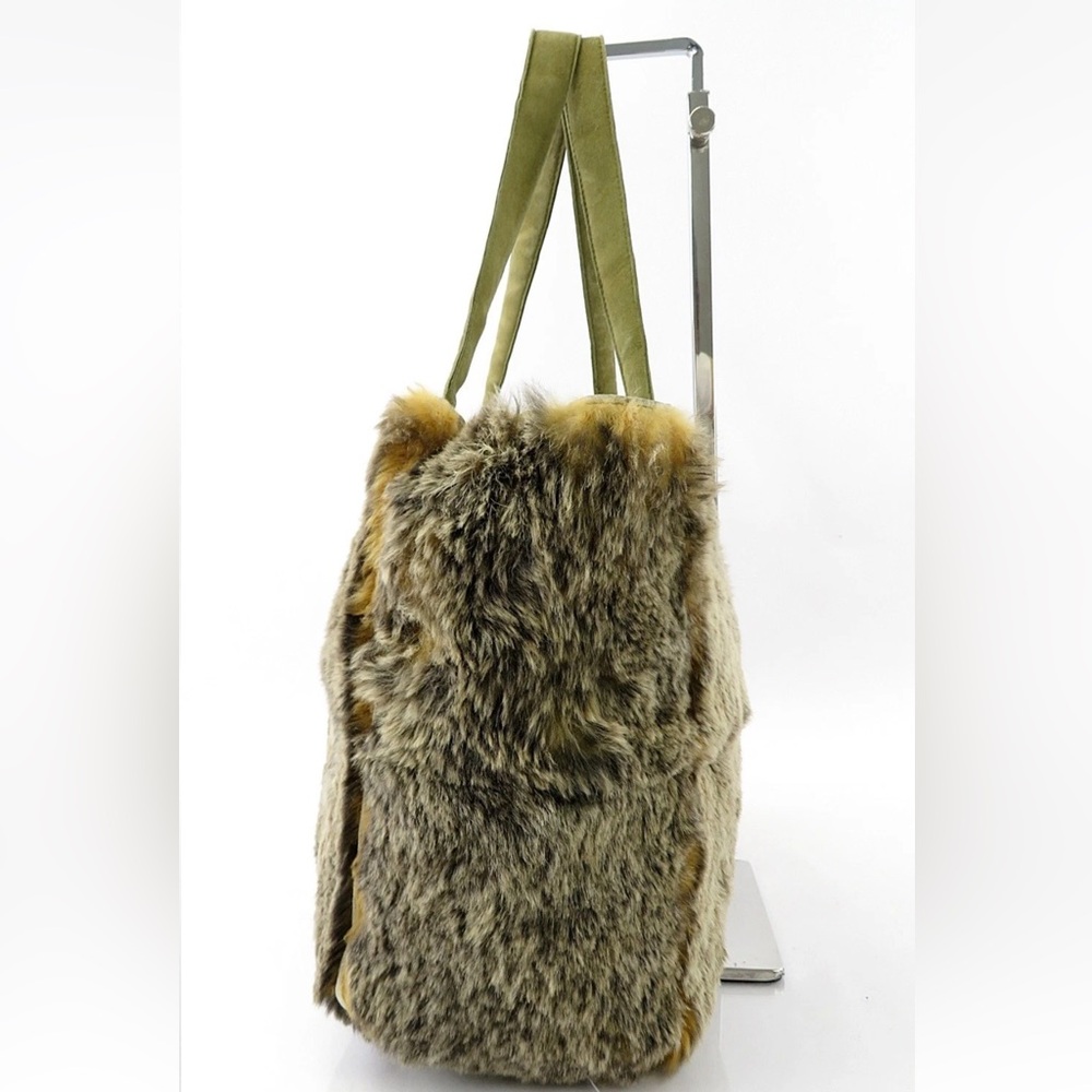 CHANEL Rabbit Fur Tote - Olive and Tan - Picture 4 of 16